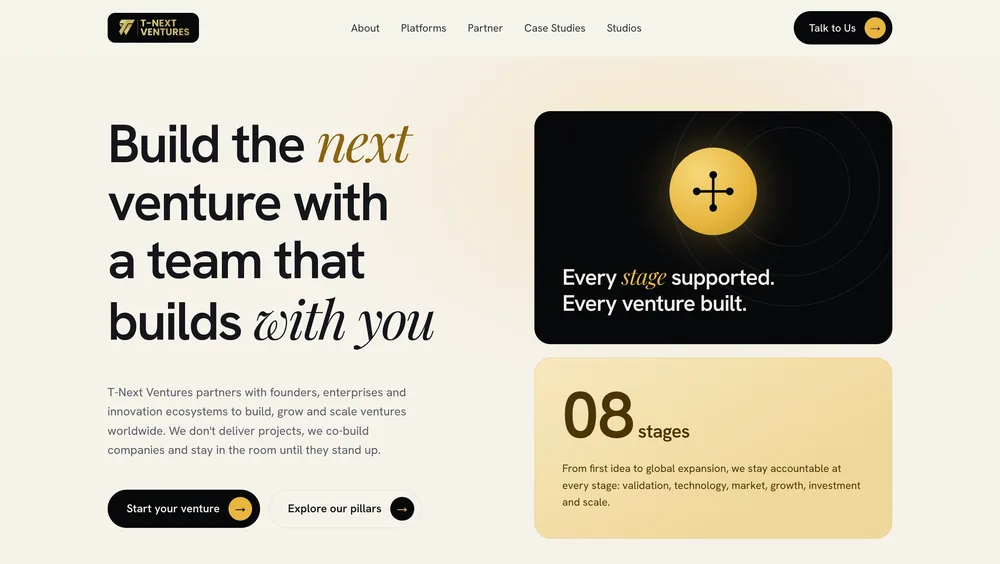 T-Next Ventures home page